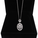 VIEON Full Stone Setting Flower Necklace Silver