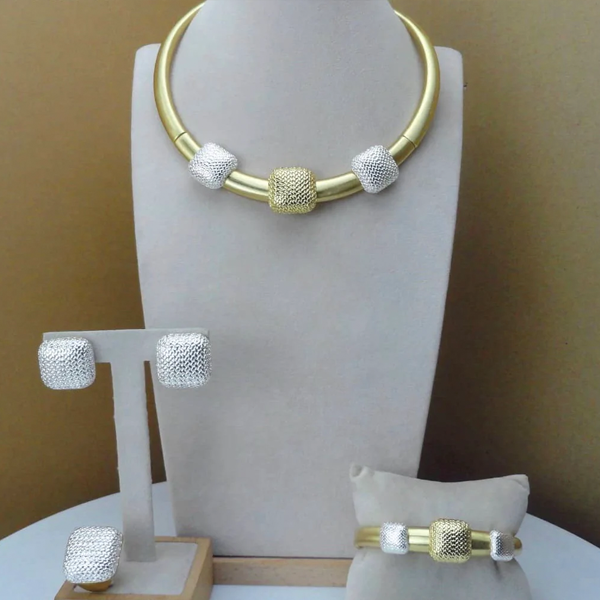 24ck Gold Plated Two Tone Jewellery Set